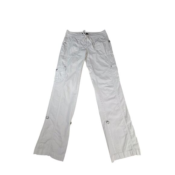 INC White Cargo Utility Pants Bling Buttons Zip Front Drawstring Waist - Picture 6 of 16